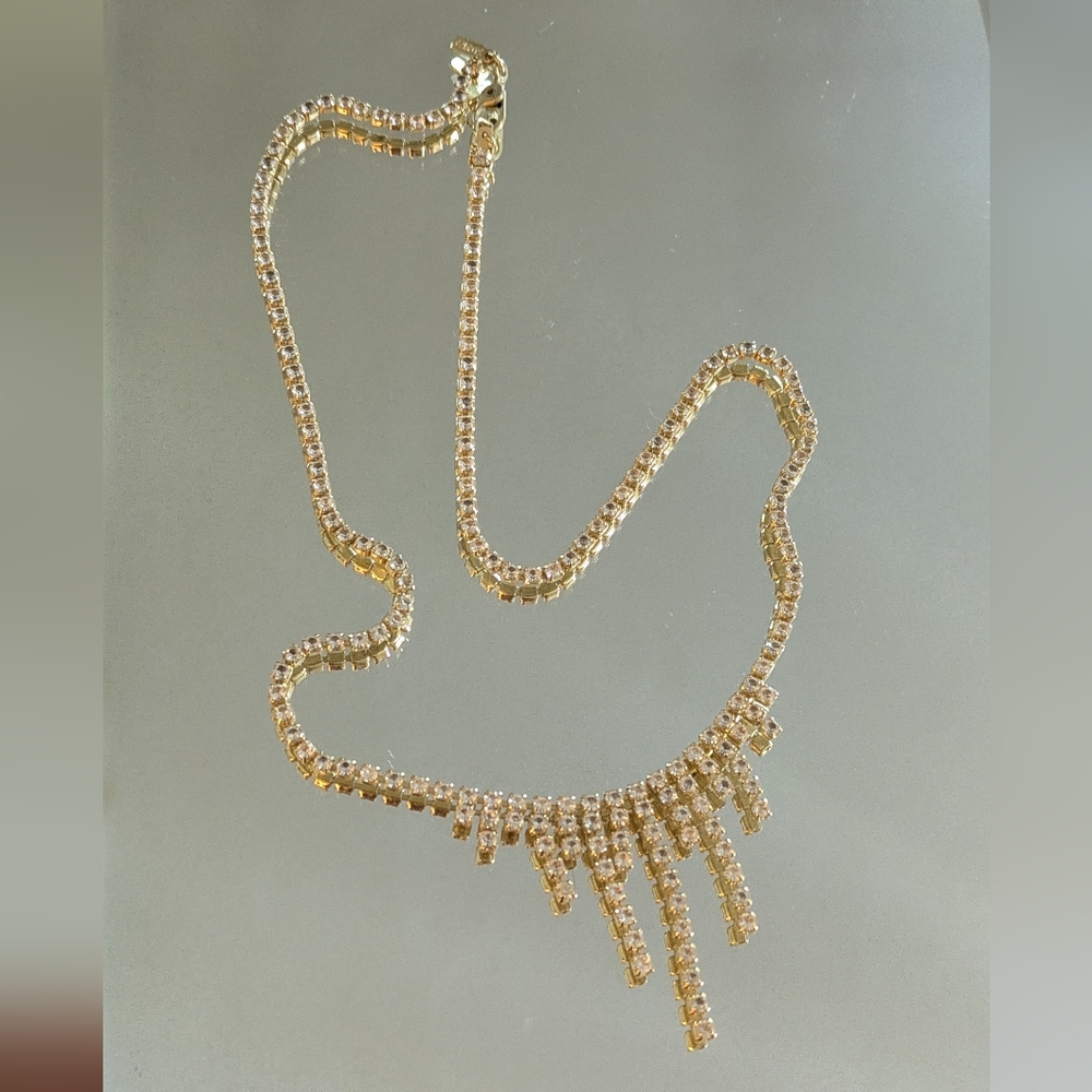 Delicate Golden And Zirconia Necklace. Fashion Jewelry From J.C. Penney.